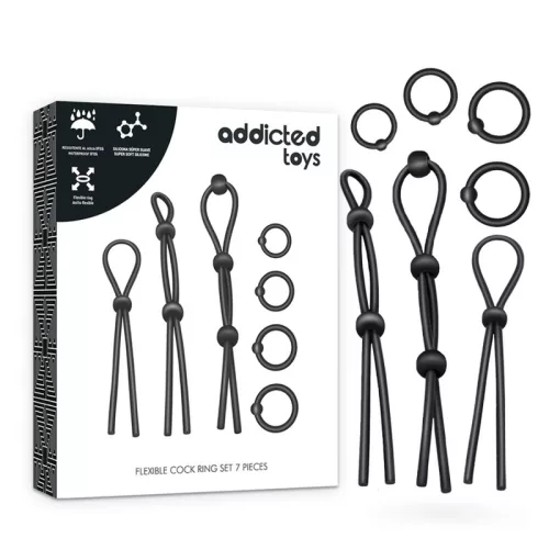 ADDICTED TOYS – rugalmas szilikon péniszgyűrű készlet 7 db