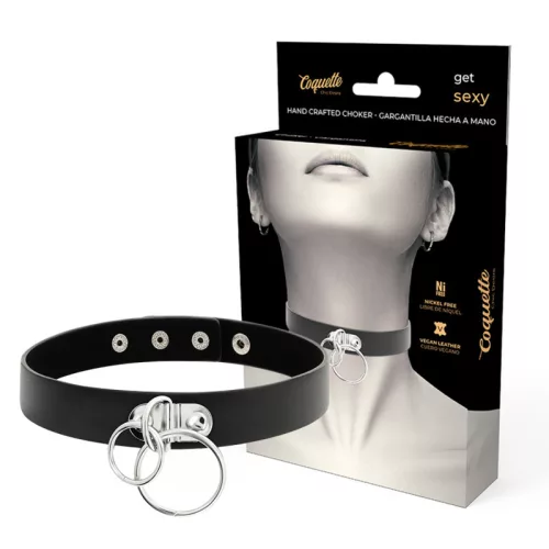 COQUETTE CHIC DESIRE – dupla gyűrűs vegán bőr choker