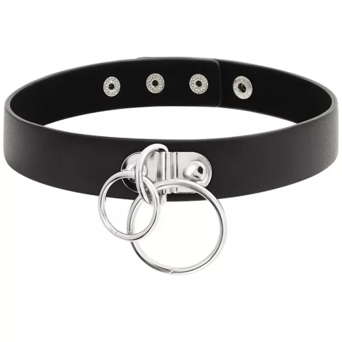 COQUETTE CHIC DESIRE – dupla gyűrűs vegán bőr choker