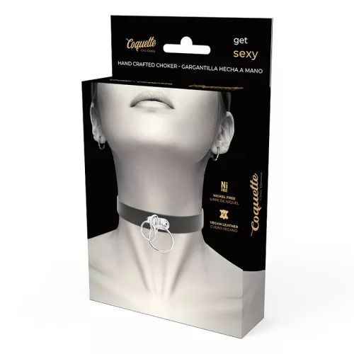 COQUETTE CHIC DESIRE – dupla gyűrűs vegán bőr choker