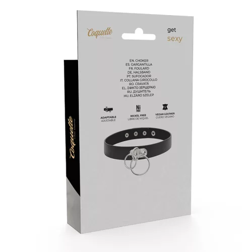 COQUETTE CHIC DESIRE – dupla gyűrűs vegán bőr choker