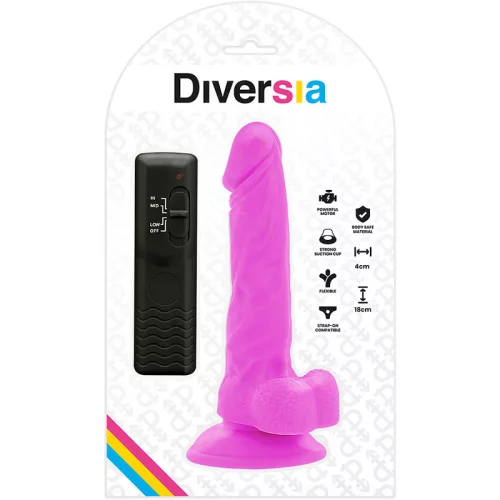DIVERSIA – rugalmas, vibráló dildó lila 18 cm
