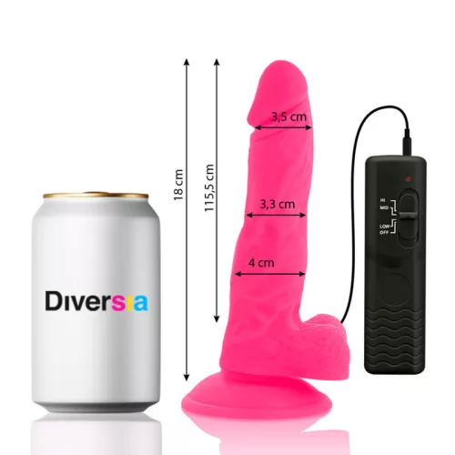 DIVERSIA – rugalmas vibráló dildó, 18 cm, rózsaszín