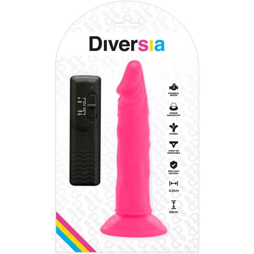 DIVERSIA – rugalmas vibráló dildó, 23 cm, rózsaszín