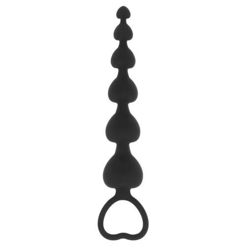 BLACK&SILVER - érzéki anális lánc szív formával 18 cm