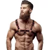 Fetish – férfi eco-bőr mellkaspánt fekete/p vörös