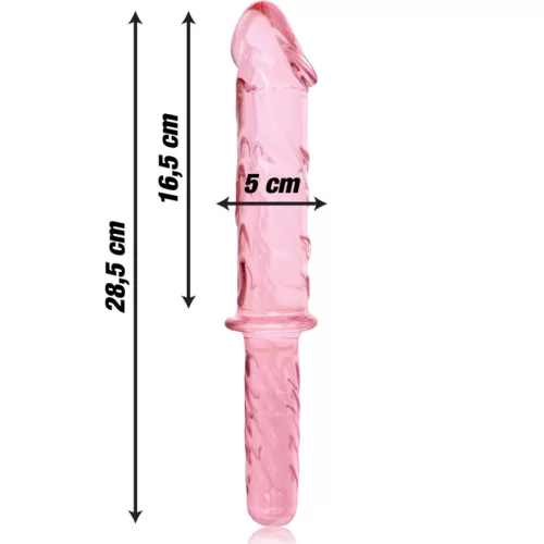 Ibiza Nebula 24 - üveg dildó, érzéki pink 28,5 cm