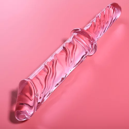 Ibiza Nebula 24 - üveg dildó, érzéki pink 28,5 cm