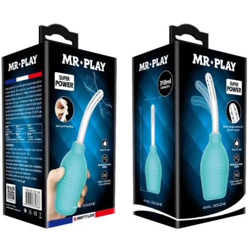 MR PLAY – vízálló anális gyöngy kék gumi zuhanyhoz