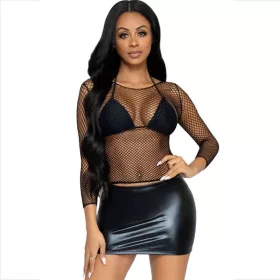 Leg Avenue – Fekete hálós hosszú ujjú felső
