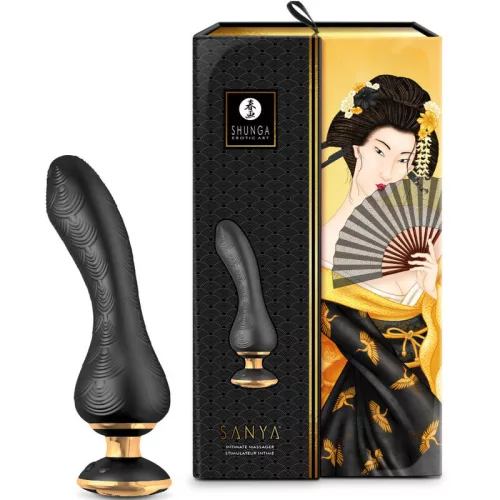 Shunga Sanya vibrátor rugalmas szárral - fekete, 10 vibrációs mód