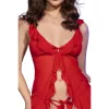CHILIROSE - piros babydoll és fenéknyitott tanga S/M