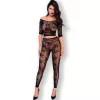 CHILIROSE – elegáns fekete topp és leggings S/M méretben