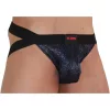 BURN - fényes kék-fekete jockstrap 006 размера M