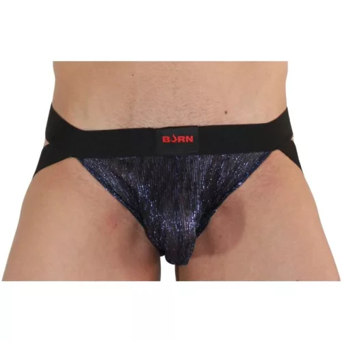 BURN - fényes kék-fekete jockstrap 006 размера M