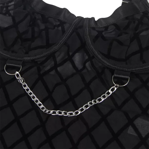 SUBBLIME – elegáns fekete testharisnya láncokkal L/XL