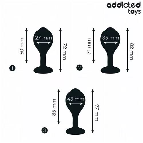 ADDICTED TOYS – 3 darabos, gyöngyös szilikon análplug szett