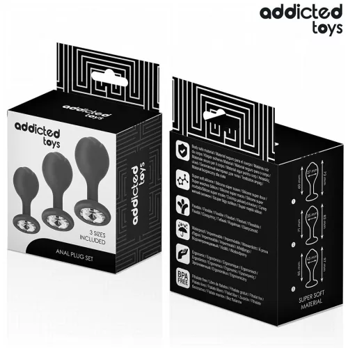 ADDICTED TOYS – 3 darabos, gyöngyös szilikon análplug szett
