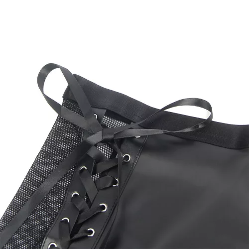 SUBBLIME – bőr melltartó és szoknya szett fekete L/XL