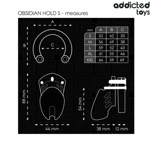 ADDICTED TOYS LOCKED - obsidián pénisz ketrec (S méret)