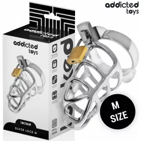 ADDICTED TOYS LOCKED – ezüst fém pénisz ketrec M méret