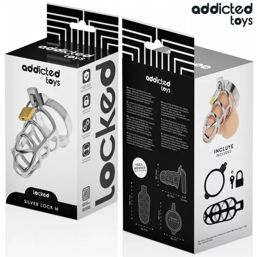 ADDICTED TOYS LOCKED – ezüst fém pénisz ketrec M méret