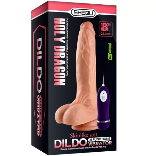 SHEQU Holy Dragon – távirányítós vibráló dildo 20.5 cm