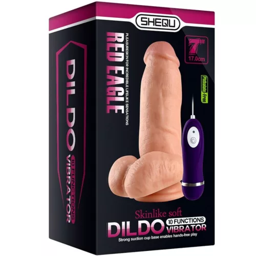 SHEQU Red Eagle – távirányítós vibrátor dildo 17 cm