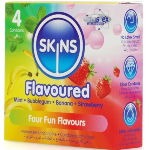 SKINS - prémium ízesített óvszer csomag 4 db-hoz