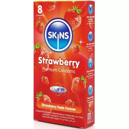 SKINS – eper ízű prémium óvszer 8 db-os csomag