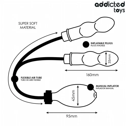 Addicted Toys Anál plug Dupla felfújható, állítható méret fekete