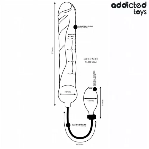 Addicted Toys Dildó Felfújható, Állítható Méret XL Fekete