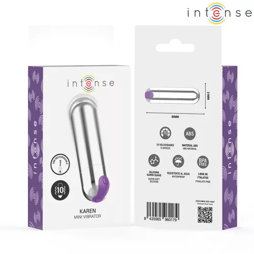 INTENSE KAREN MINI – újratölthető vibráló golyó ezüst színben