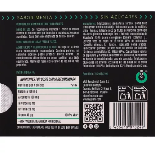 Wug Diet funkcionális rágógumi cukormentes menta 8 darab