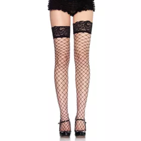 729037 ZAUNNETZSTRUMPF MIT SPITZENOBERTEIL O/S BLK