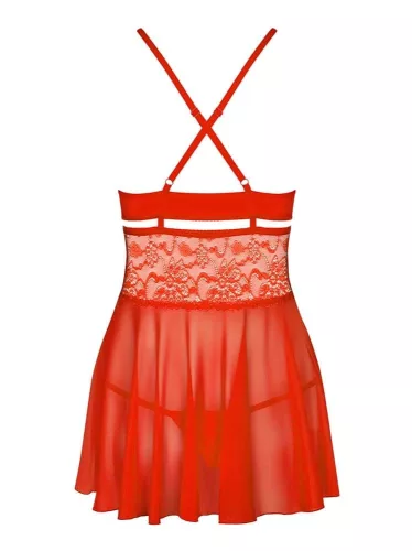 838-BAB-3 babydoll & thong red  S/M