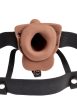 6" hohles wiederaufladbares Strap-On mit Balls Tan