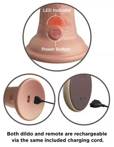 7" Dual Density Vibrating Silicone Cock with Remote  Light