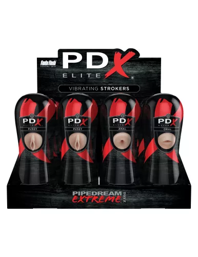 Pipedream Extreme Elite vibrierendes Stroker-Display – 12 PCS Licht/Schwarz