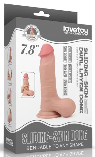 7.8'' Sliding Skin Dual Layer Dong - Whole Testicle