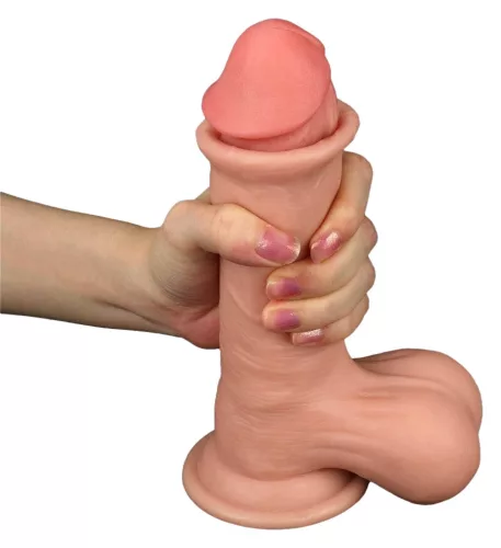 7.8'' Sliding Skin Dual Layer Dong - Whole Testicle