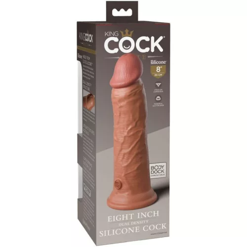 8" Dual Density Silicone Cock  Tan