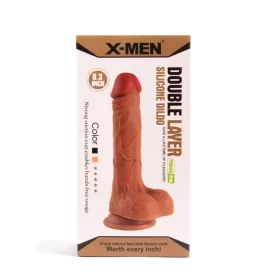 X-MEN 8,3 Zoll Doppelschicht-Silikon-Dildo Brown_B0O50_1